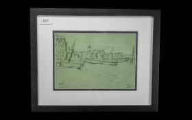 Laurence Stephen Lowry (1887-1976), ''DEAL BEACH SKETCH'' lithograph, Fine Art Trade Guild blind