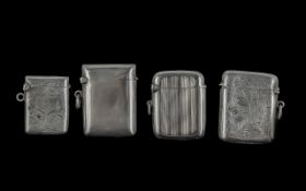 A Collection of Sterling Silver Vesta Cases, all fully hallmarked. Four in total, various sizes,