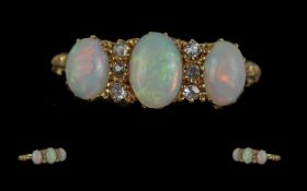 Antique Period Attractive 18ct Gold Opal & Diamond Set Ring, marked to interior of shank. The