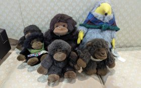 Set of Five PG Tips Monkey Soft Toys, together with a vintage Womble soft toy in excellent