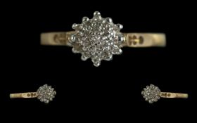 9ct Gold Diamond Cluster Ring, weight 1.