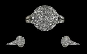 Diamond cluster ring set in 9ct white go