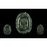 Jadeite Amulet Pendant, dark spinach col
