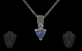 14ct White Gold Tanzanite Pendant, suspe