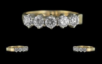 Ladies - Attractive 9ct Gold 5 Stone CZ