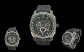 Fossil Gentleman's Wristwatch, black strap and black face,