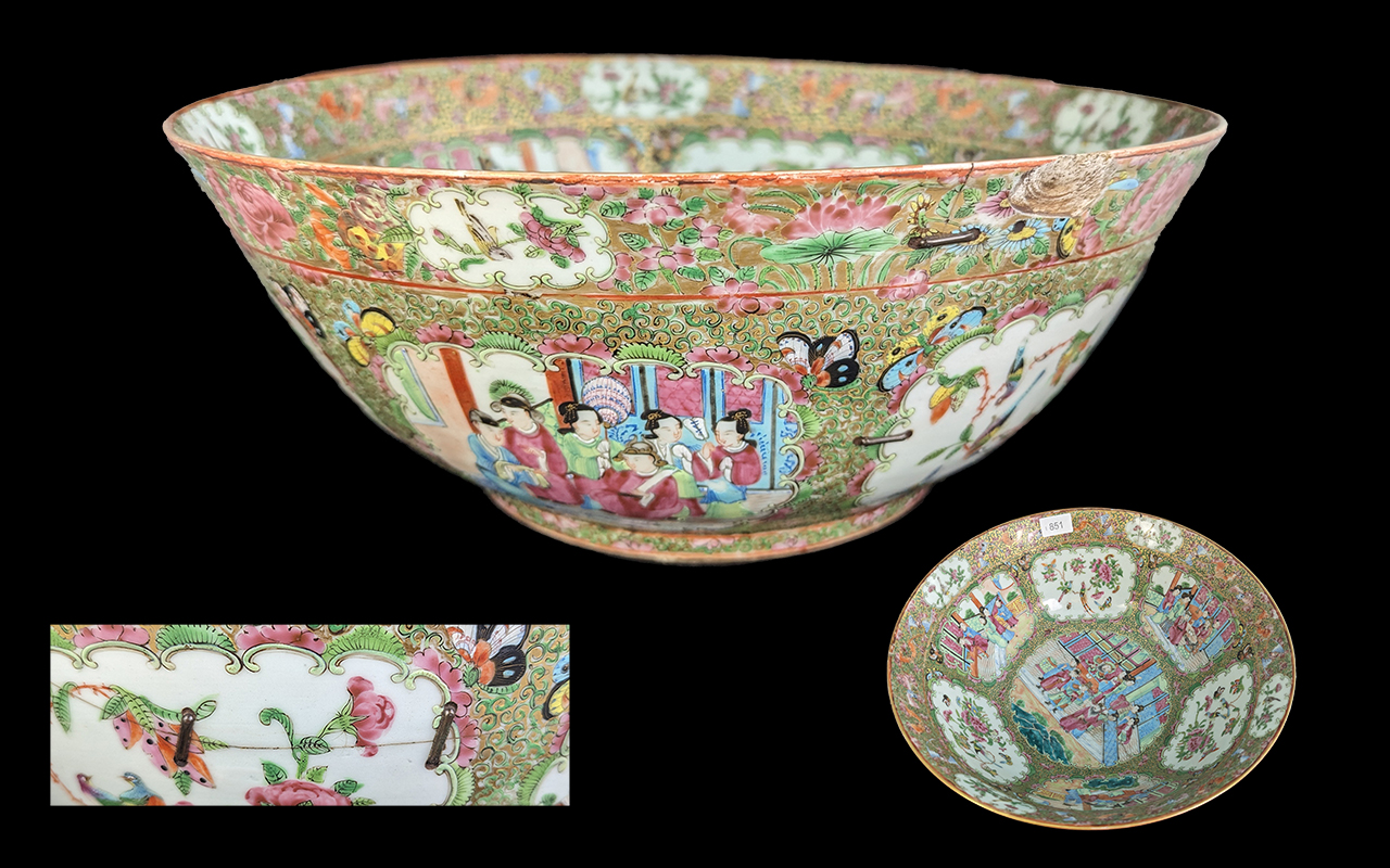 Cantonese Famille Rose Punchbowl, large