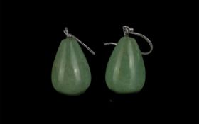 A Pair of Jade Pear Drop Earrings, for p
