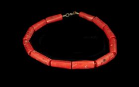Natural Coral Tube Necklace.