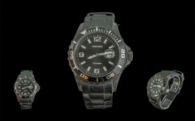 Sekonda Gentleman's Wristwatch, black strap, black face, with white baton numerals and date