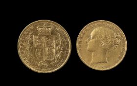Queen Victoria 22ct Gold Young Head Shield Back Full Sovereign, date 1870, die no. 81, toned with