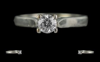 Ladies Excellent Quality Platinum Single Stone Diamond Set Ring. Marked 950 to Interior of Shank.