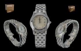 Gucci - Excellent Ladies Diamond Set Steel Wrist Watch. Features White Pearl Dial with Diamond Set