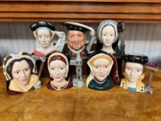 Royal Doulton Henry VIII & Six Wives Character Jugs. Seven Royal Doulton character jugs, Henry