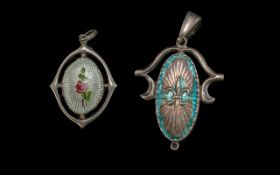 Two Charles Horner Pendants, comprising Edwardian Chester 1914 hallmark) antique sterling silver and