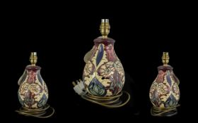 Moorcroft Tubelined Lamp Base ' Masquerade ' Design. Designer Rachel Bishop. Date 2001. Stands 11,25