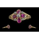 Edwardian Period 1902 - 1910 Exquisite 18ct Gold Ruby and Diamond Set Ring. Not Marked but Tests