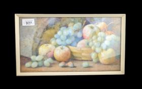 Pair of Still Life Watercolours, depicting bowls of fruit, signed F Spencer, measure 7'' x 13''.