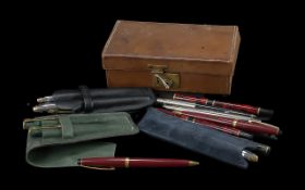 Collection of 12 Vintage Fountain Pens & Propelling Pencils, including three matching pairs.