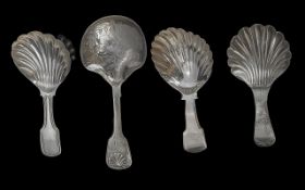 George III Collection of ( 4 ) Caddy Spoons. Comprises 1/ Hallmark London 1795, Maker Peter and Anne