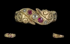 Australian Signed 18ct Gold Diamond and Ruby Set Ring. Adolph O.Kopp Perth Jeweller. c.1892 -