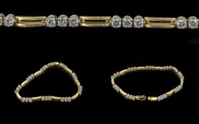 18ct Gold Pleasing Quality Diamond Set Line Bracelet. Marked 750 - 18ct. Set with 27 Well Matched