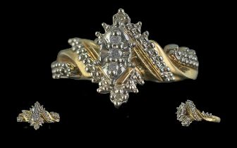 Ladies 9ct Gold Decorative Set Dress Ring. Stamped for Shank. Ring Size Approx O. Approx Weight 3.