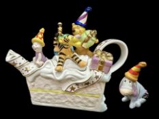 Cardew Design Disney Showcase Winnie the Pooh Birthday Cake Tea Pot and Eeyore figure. Limited