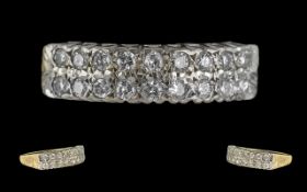 Ladies 18ct Gold Pleasing Double Row Diamond Set Dress Ring. Full Hallmark to Interior of Shank. The