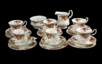 Royal Albert Old Country Roses Part Teaset comprising 6 cups, saucers and side plates, sugar bowl