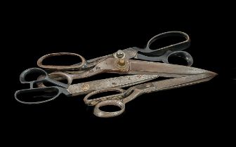 Four Pairs of Vintage Heavy Large Scissors.