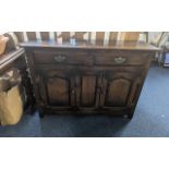 Oak Narrow Side Cabinet by Titchmarsh & Goodwin, two drawers over cupboard base, oak panels, 30''