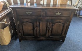 Oak Narrow Side Cabinet by Titchmarsh & Goodwin, two drawers over cupboard base, oak panels, 30''