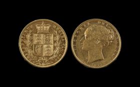 Queen Victoria 22ct Gold Young Head Shield Back Full Sovereign, date 1873, Sydney Mint; surface