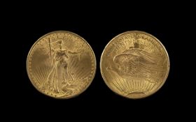 United States of America 20 Dollar Eagle Gold Coin, date 1924. Excellent grade.