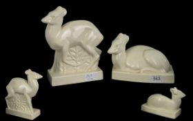 Wedgwood Fine Pair of Cream Glazed Porcelain Animal ( Fawns ) Figures. Resting / Standing Positions.