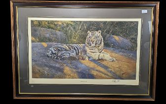 Anthony Gibbs Wildlife Print 'The Great White Tiger', mounted, framed and glazed. Image measures