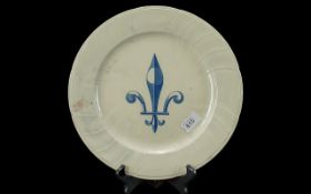 WWII German 'Luftwaffe' Large Plate, cream with Fleur-de-Lis i blue to front. Luftwaffe eagle and