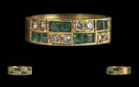 Ladies Superb 20ct Gold Emerald and Diamond Set Ring, marked 850 = 20ct to interior of shank, the