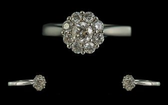 Platinum Diamond Cluster Ring, .52 ct, weight 5.25 grams. Ring size J.
