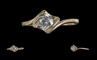Ladies 9ct Gold Dress Ring - set with cubic zirconia's Shank & Setting Good Condition.