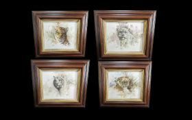 Four Tony Forrest Oil on Canvas Wildlife Paintings, all framed, depicting a Tiger, Leopard, White