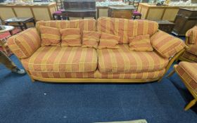 Ercol Blonde Renaissance 3 Piece Suite, High back, turned supports and slat back all round.