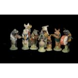 Beswick - Hand Painted ( 9 ) Piece Pig Promenade Band. Comprising. 1/ Christopher PP9. 2/ James PP7.