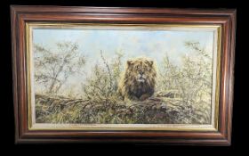 Two Large Tony Forrest Original Oil on Canvas Wildlife Paintings, comprising a Lion and Tiger,