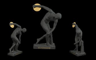 Wedgwood Fine Large Black Basalt Figure 'Greek Discus Thrower' Games of the 30th Olympiad Official