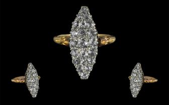 Edwardian Period 1901 - 1910 Ladies 18ct Gold Excellent Quality Diamond Set Marquise Shaped Dress