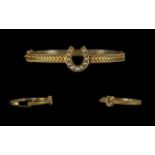 Antique Period Attractive & Pleasing Ladies 15ct Gold Well Designed Bangle, horseshoe set with