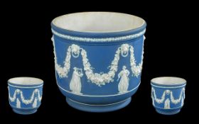 Wedgwood Large 19th Century Blue Jasper Ware Jardiniere, decorated with raised Classical figures