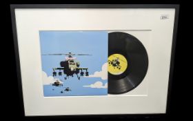 Banksy Interest - Dirty Funckers Flat Beat 12'' Vinyl - Happy Choppers. Mounted and framed, measures